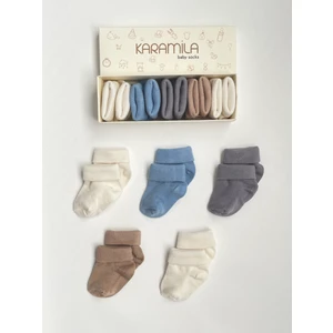 5'li Erkek Set Bebek Bambu Çorap - Baby Bamboo Socks - Yenidoğan Çorap