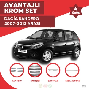 Bay Art Decor Dacia Sandero Avantajlı Krom Set 2007-2012 Arası -4ürün- Paslanmaz Çelik