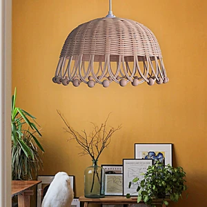 Belkıs Rattan Bambu Rattan Hasır Rafya Jüt Ip Sarkıt Avize 35 cm