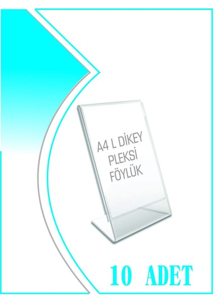Krcdisplay L Tipi A4 Kağıdı Boyutlu Dikey Pleksi Föylük 10 Adet