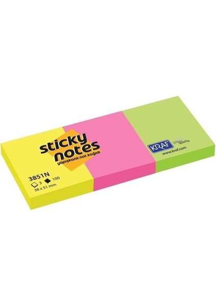 Yapışkanlı Not Kağıdı 38 x 51 mm Neon 3851N