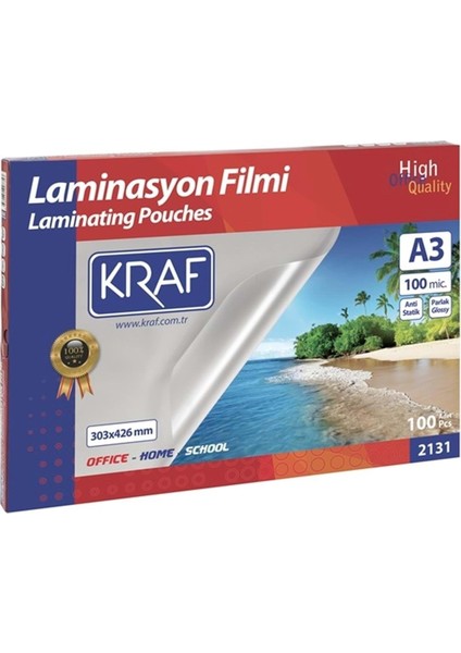 Laminasyon Filmi Parlak A3 100MIC 100LÜ 2131