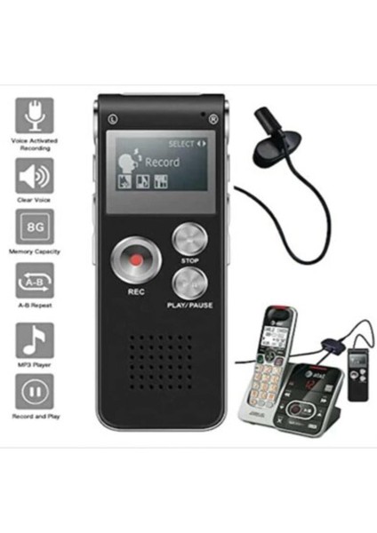 Hs-27 Profesyonel Dijital Voice Recorder Ses Kayıt Cihazı 8 GB Hafıza Mp3 Çalar