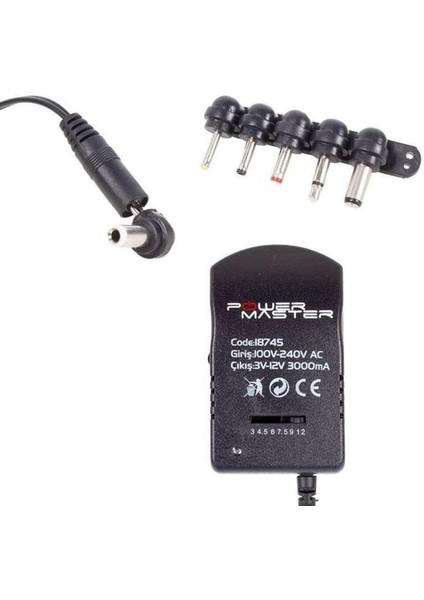 Mcm Group Powermaster PM-18745 3 Volt - 12 Volt 3 Amper Çok Uçlu Ayarlı Kademeli Adaptör