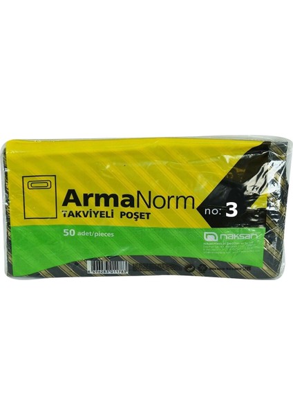 Naksan Takviyeli Kalın Desenli Çizgili Siyah Çanta Poşet Torba - 3 No - 33X45 Cm. - 50 Adetlik Paket