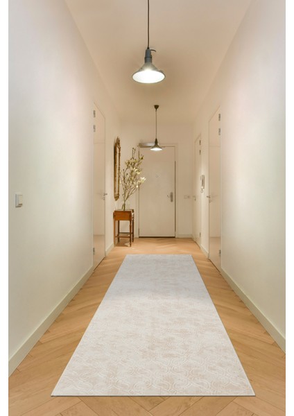 Yıkanabilir Kaymaz Tabanlı Violin Embos Kesme Rulo Halı Yolluk Krem fiyatları