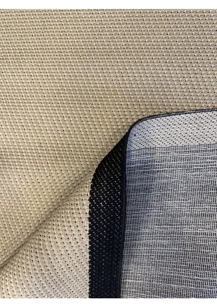 Hav Toz Vermez Kolay Temizlenen Modern Dokuma Taban Sisal Serisi Bej-Siyah