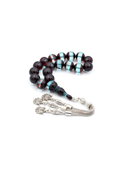 Küre Kesim Mavi Sürmeli Toz Pres Kehribar Maskot Tesbih