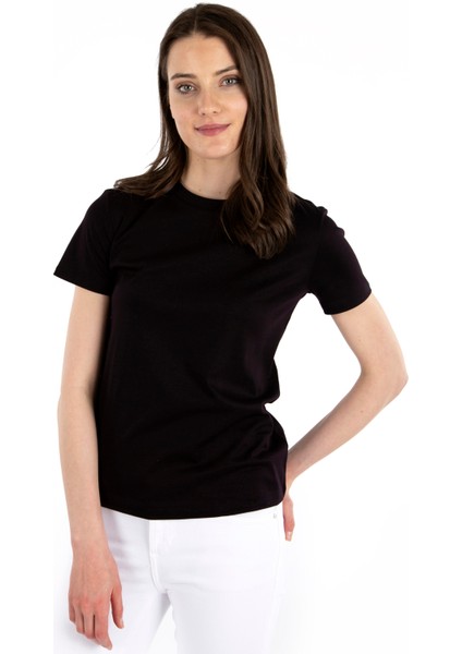 Bisiklet Yaka Kısa Kollu Kadın T-Shirt modelleri