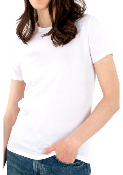 Bisiklet Yaka Kısa Kollu Kadın T-Shirt