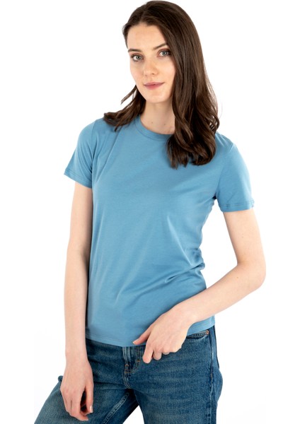 Bisiklet Yaka Kısa Kollu Kadın T-Shirt