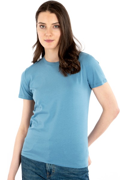 Bisiklet Yaka Kısa Kollu Kadın T-Shirt fırsatları