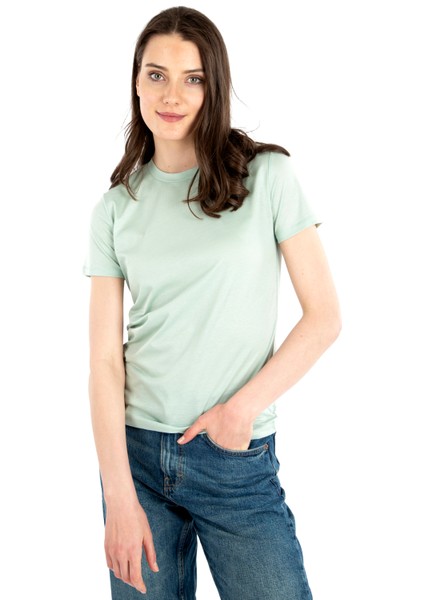 Bisiklet Yaka Kısa Kollu Kadın T-Shirt