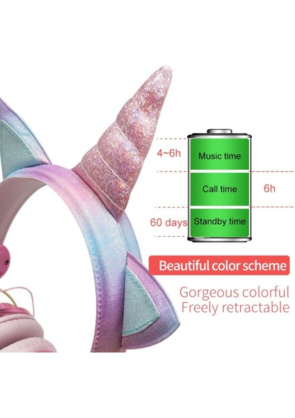 Pazarız Kablosuz Sevimli Unicorn Peluş Tüylü Kız Çocuk Kulaklığı Wirelles Headphone fırsatları