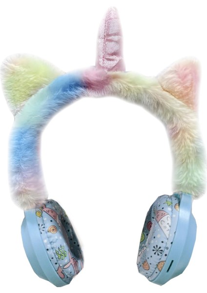 Pazarız Kablosuz Sevimli Unicorn Peluş Tüylü Kız Çocuk Kulaklığı Wirelles Headphone indirimleri