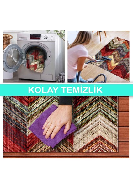 Ilyaki Home Alfonso Desenli Kadife Pamuk Tabanlı Yıkanabilen Kaydırmaz Salon Halısı