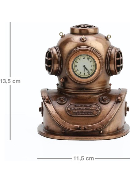 Steampunk Serisi Dalgıç Başlığı Figürlü Masa Saati