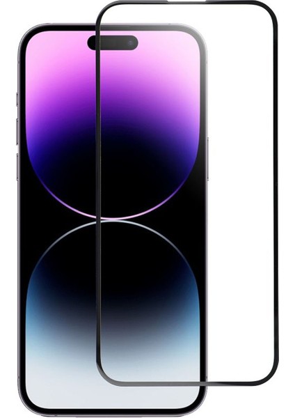 iPhone 14 Pro ile Uyumlu Çerçeveli Tam Kaplayan Temperli Ekran Koruyucu - FC003