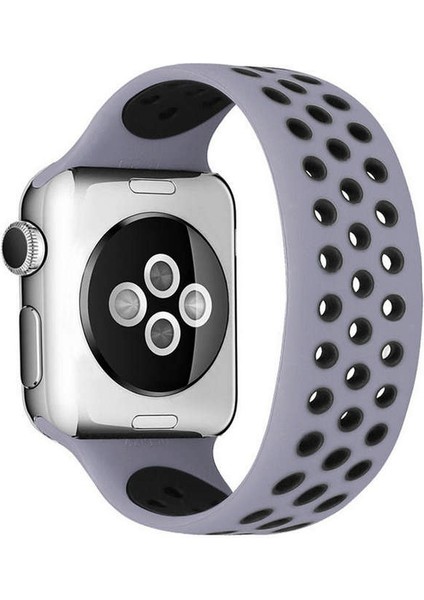 Apple Watch Ultra 49MM Ayarlı Delikli Silikon Kordon - Gri-Siyah