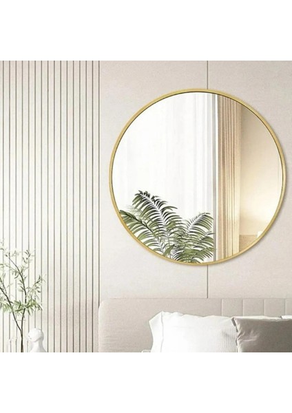 Tino Furniture Afrodit Gold Metal Dekoratif Yuvarlak Ayna Çap 60 cm