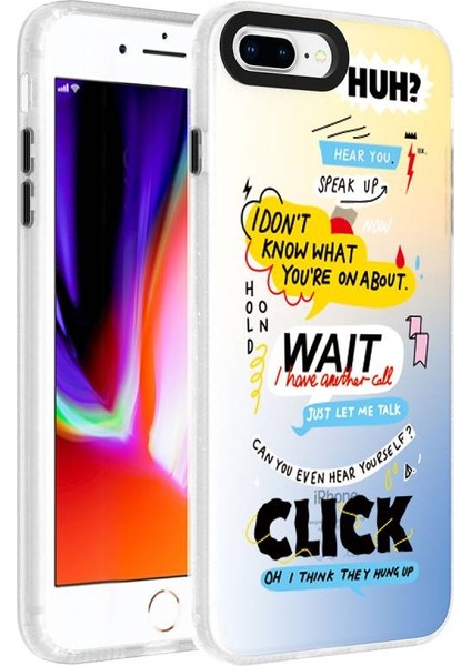 Apple iPhone 8 Plus Kılıf Desenli Dragon Serisi Sert Kapak Sarı
