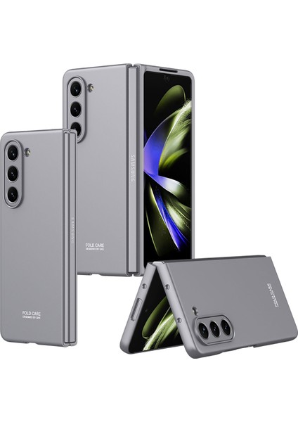 Samsung Galaxy Z Fold 5 Kılıf Kıpta Sert Pc Kapak Renkli Gri