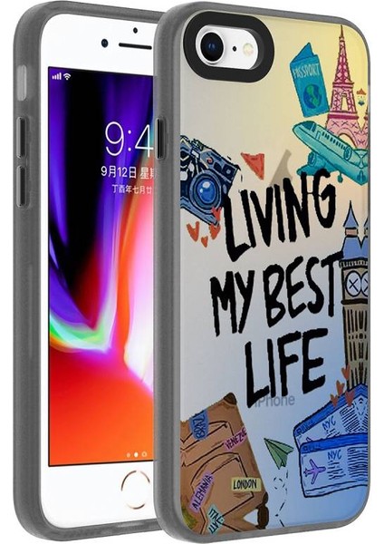 Casestreet Apple iPhone 8 Kılıf Desenli Dragon Serisi Sert Kapak Kahverengi