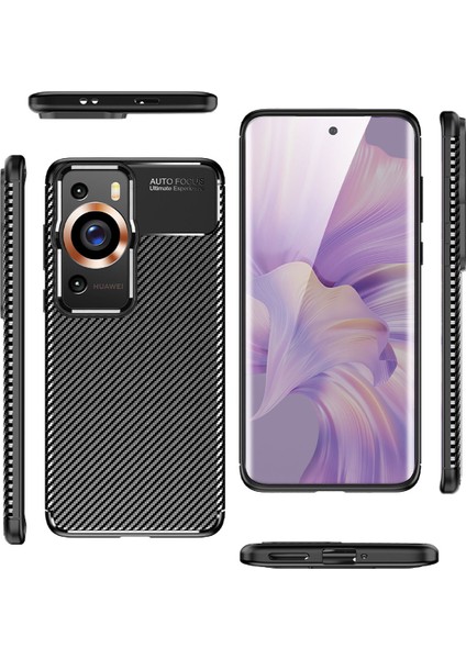 Huawei P60 Pro Kılıf Negro Karbon Kamera Korumalı Silikon Lüx Siyah