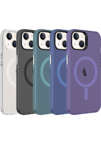 Casestreet Apple iPhone 13 Kılıf C-Pro Arkası Buzlu Transparan Flex Tuşlu Magsafeli Siyah