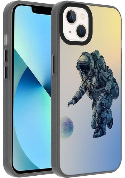 Apple iPhone 13 Kılıf Desenli Dragon Serisi Sert Kapak Gri