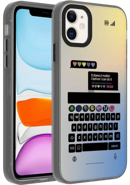 Apple iPhone 11 Kılıf Desenli Dragon Serisi Sert Kapak Siyah