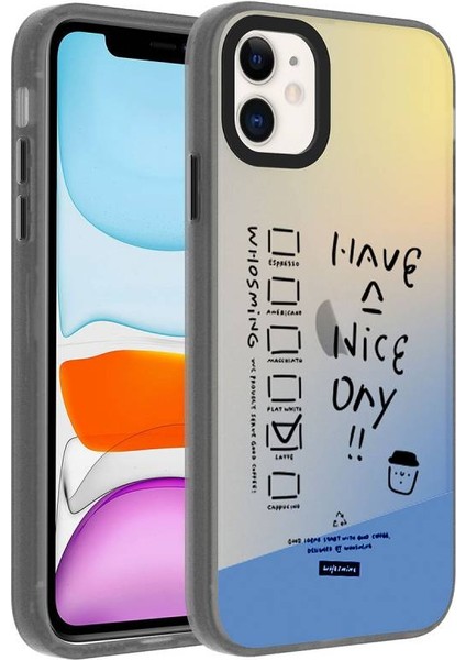 Apple iPhone 12 Kılıf Desenli Dragon Serisi Sert Kapak Antrasit
