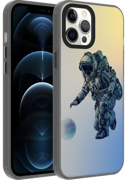 Apple iPhone 13 Pro Max Kılıf Desenli Dragon Serisi Sert Kapak Gri