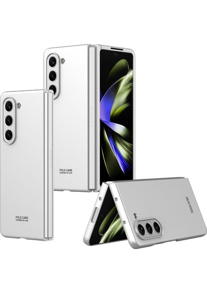 Samsung Galaxy Z Fold 5 Kılıf Kıpta Sert Pc Kapak Renkli Gümüş