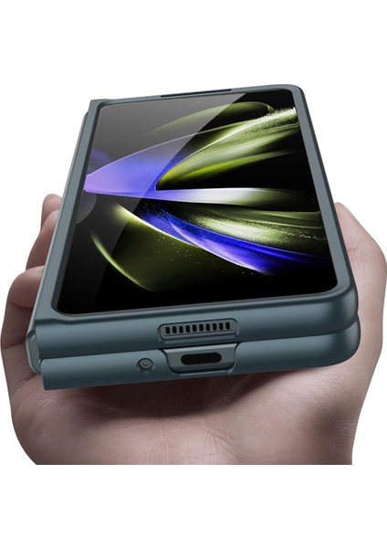 Samsung Galaxy Z Fold 5 Kılıf Kıpta Sert Pc Kapak Renkli Gümüş