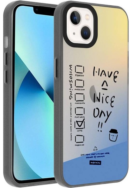 Apple iPhone 14 Kılıf Desenli Dragon Serisi Sert Kapak Antrasit