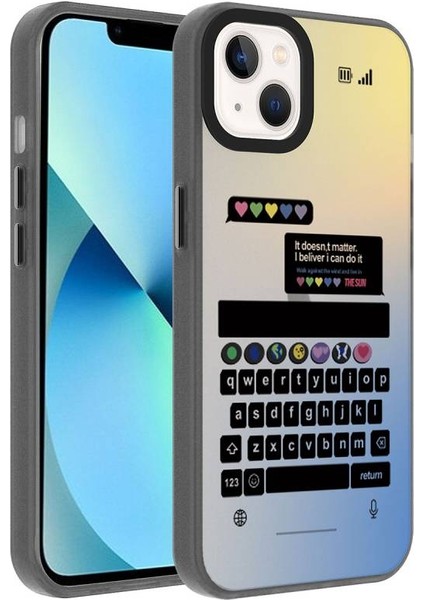 Apple iPhone 13 Kılıf Desenli Dragon Serisi Sert Kapak Siyah