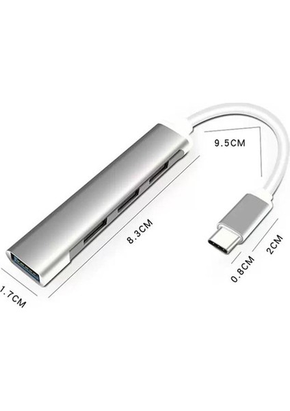 Type - C 3.1 4 Girişli USB Çoğaltıcı Hub