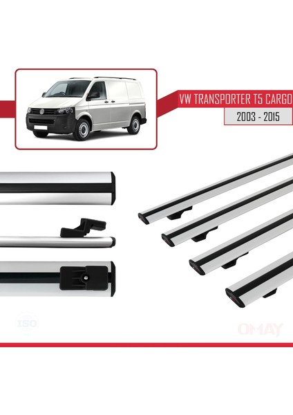 Volkswagen Transporter (T5) 2003-2015 Arası ile Uyumlu Basıc Model Ara Atkı Tavan Barı Gri 4 Adet