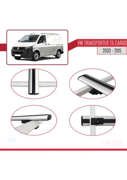 Volkswagen Transporter (T5) 2003-2015 Arası ile Uyumlu Basıc Model Ara Atkı Tavan Barı Gri 4 Adet