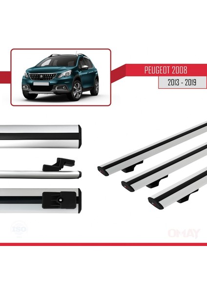 Peugeot 2008 2013-2019 Arası ile Uyumlu Basıc Model Ara Atkı Tavan Barı Gri 3 Adet