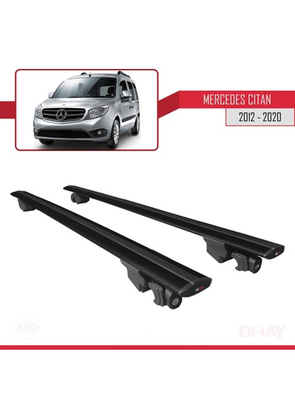 Mercedes Citan 2012-2020 Arası ile Uyumlu Hook Model Anahtar Kilitli Ara Atkı Tavan Barı Siyah