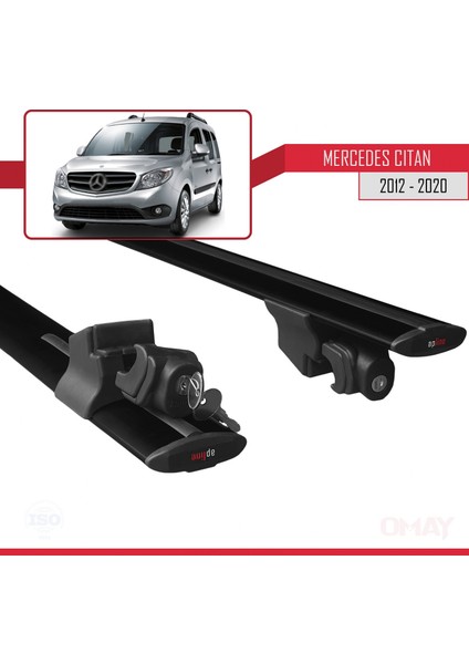 Mercedes Citan 2012-2020 Arası ile Uyumlu Hook Model Anahtar Kilitli Ara Atkı Tavan Barı Siyah