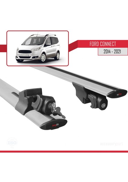 Ford Connect 2014-2021 Arası ile Uyumlu Hook Model Anahtar Kilitli Ara Atkı Tavan Barı Gri