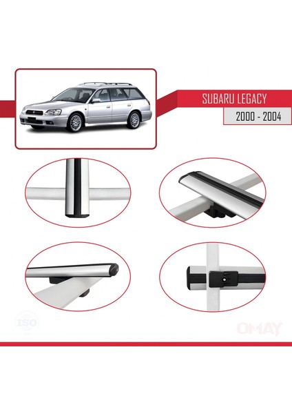 Subaru Legacy 2000-2004 Arası ile Uyumlu Basıc Model Ara Atkı Tavan Barı Gri 3 Adet