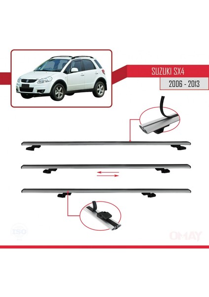 Suzuki Sx4 2006-2013 Arası ile Uyumlu Basıc Model Ara Atkı Tavan Barı Gri 3 Adet