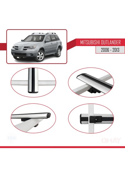 Mitsubishi Outlander 2006-2013 Arası ile Uyumlu Basıc Model Ara Atkı Tavan Barı Gri 3 Adet