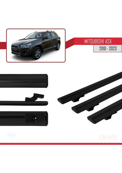 Mitsubishi Asx 2010 ve Sonrası ile Uyumlu Basıc Model Ara Atkı Tavan Barı Siyah 3 Adet