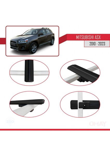 Mitsubishi Asx 2010 ve Sonrası ile Uyumlu Basıc Model Ara Atkı Tavan Barı Siyah 3 Adet