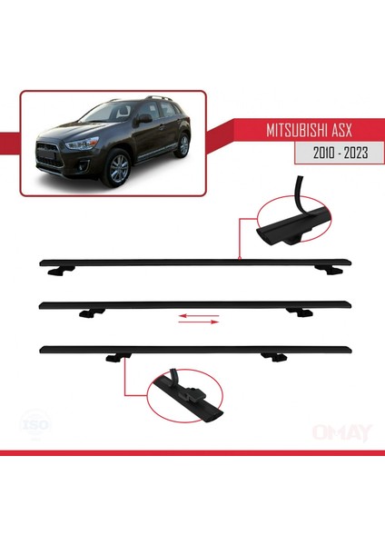 Mitsubishi Asx 2010 ve Sonrası ile Uyumlu Basıc Model Ara Atkı Tavan Barı Siyah 3 Adet